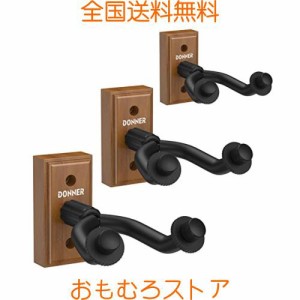 Donner ギターハンガー 壁掛け ブラックウォールナット材 荷重10KG ベース/ウクレレ ネジ付 (3個)