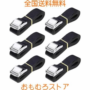 荷締めベルト 荷締バンド バイク ベルト 荷物 締め付けバンド 固定ロープ 多用途 幅25mm 長さ2m 6本セット (シルバー)