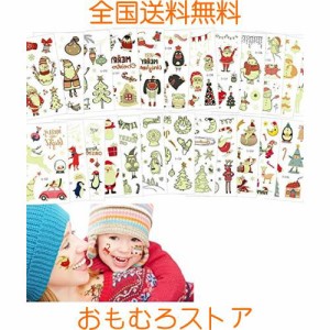 Fanoshon タトゥーシール クリスマス 顔 光る こども コスプレ 24枚ボディペイントシール キッズ かわいい フェイスシール 文字 長持ち水