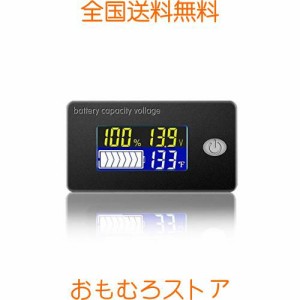 電圧計 DC10-100V 2線式 デジタル電圧計 温度計搭載 車 バイク 電池残量表示 バッテリーチェッカー 小型 電圧 テスター (ブザーなし)