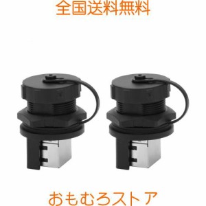 2個 ネットワークコネクタイーサネット LANケーブルコネクタアダプタ パネル取り付け RJ45-180°防水5 6コネクタイーサネット LANケーブ