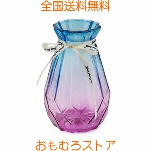 OFFIDIX 花瓶 ガラス製 フラワーベース おしゃれ 花器 水耕栽培 インテリア飾り ブルーとパープル