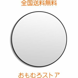 ANYHI 壁掛け鏡 浴室鏡 丸型 壁式 鏡 おしゃれミラー ウォールミラー 壁飾り 化粧鏡 玄関 洗面 トイレ バスルーム (ブラック, 円形直径50