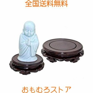 木製花台丸型 木製の台座 蓮の台座 仏像台座 飾り棚飾り台 収集品ディスプレイ?古底座 盆栽的基座 黒カタロパ天然 黒檀調 (サイズ7？9.5*