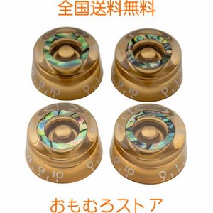 Musiclily Pro B-ストックミリ規格 アワビサークルトップ レスポールスタイルのエレキギター用スピードノブ、ゴールド(4個セット)