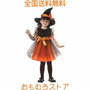 [GenericBrands] 子供ドレス ハロウィン コスプレ衣装 ハロウィン 魔女っ子衣装2点セット 女の子 魔女 ウィザード 可愛い 魔法使い コス