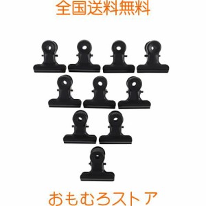 撮影用 クリップ 強力 ブラック 10個セット、バインダークリップ 目玉クリップ ステンレス スプリングクランプ モノクリップ 洗濯バサミ 