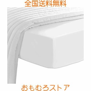 Pizuna 400スレッドカウントコットン ボックスシーツ ベッドカバー - (クイーン) 長繊維綿100% 高級コットンサテン 家庭洗濯機洗い可 ボ