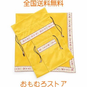 Kuai タロットクロス パステルカラー 68×68cm 3点セット ベルベット ポーチ付 タロット カード 占い 鑑定 厚手 (ゴールド+ピンクリボン,