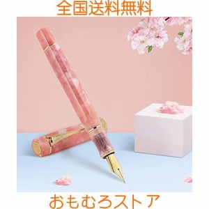 JINHAO 万年筆 ローズゴールドメッキ 細字 滑らかな書き心地 クラシックペン インクコンバーター付き Fountain Pen (粉)