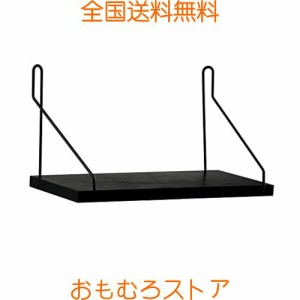 YOYAI 壁掛け棚 ウォールシェルフ 飾り棚 木製 DIY おしゃれ 壁面収納 穴あけ不要 簡単取り付け (ブラック, 30cm)