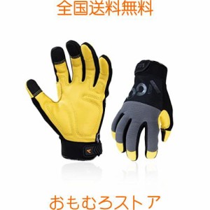 [Vgo...] メンズ メカニックグローブ 作業用 手袋 作業手袋 かわてぶくろ 牛革手袋 耐衝撃 防振手袋 ガーデングローブ リガー手袋 ワーク