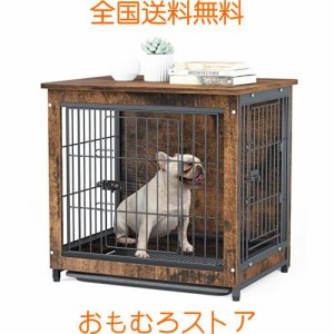 BingoPaw 小型犬用ケージ 屋根付き 木製犬小屋 大きい おしゃれ ウッディサークル 室内 うさぎケージ すのこ/トレー付き 幅60cm