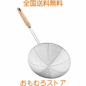 YFWOOD カス揚げ すくいざる あく取り ざる ステンレス 木柄 直径19.5cm 大 ストレーナー 調理器具 油切り 水切り こし器 そば