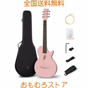 Enya Nova Go アコースティックギター・カーボン一体成型ミニギター初心者キット、ギターケースとギター両方のストラップ付属（ピンクPin