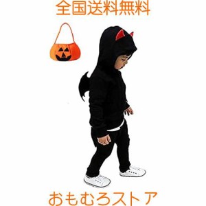 ハロウィン コスプレ 子供 男の子 女の子 悪魔 コスチューム デビル 仮装 衣装 可愛い キッズ 上下セット パーカー ジャージ 長袖 コスプ