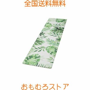 Ashmore キッチンマット 拭ける台所マ ット PVC 撥水 おしゃれ 滑り止め 抗菌 防炎 厚さ8mm お手入れ簡単 約45cm*180cm モンステラ柄