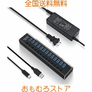 ROSONWAY USB ハブ 3.1 Gen2 10Gbps 13ポートアルミ製 72W USB HUB セルフパワー USBケーブルとType Cケーブル 付き 12V/6A ACアダプタ 