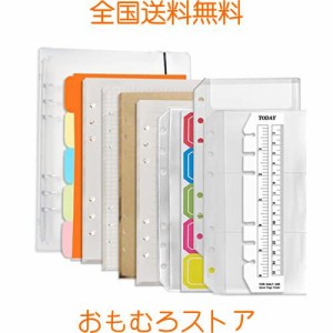 DY.2ten システム手帳 A6 手帳リフィル 80枚 6穴リング バインダー PP ルーズリーフ クリアポケット ファスナーポケット カードポケット 