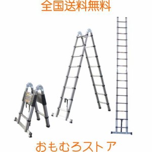 DayPlus 伸縮脚立はしご両用脚立最長2.5m 伸縮はしご最長5m 兼用脚立 スーパーラダー 折り畳み伸縮梯子 多機能ステンレス製はしご 持ち運