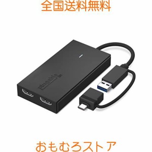 Plugable USB Type-C デュアル USB グラフィック変換アダプター、USB-C HDMI 用 Mac Windows 対応、最大解像度 1080p@60Hz の外部HDMIモ