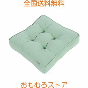 Baibu Home 座布団 おしゃれ クッション グリーン 厚め 40×40 綿100％ 座り心地いい かわいい 座布団 椅子 クッション オールシーズン