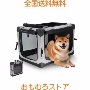 GPR ペット ソフトクレート ケージ ペットキャリー ペットハウス カバー取り外せる 4面メッシュ出入口 鉄フレーム 猫犬兼用 折りたたみ式