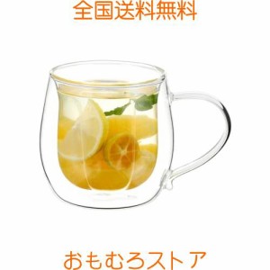 VKCHEF ダブルウォール グラス コーヒー カップ 270ml 1個ティーカップ 二重構造 耐熱 コップ 保温 保冷 マグカップ おしゃれ 花の形