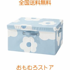 NEOVIVA 収納ボックス ふた付き 折りたたみ かわいい 収納ケース 衣類 収納 かご おしゃれ 収納バスケット 大容量 耐久性 ブルー花 M