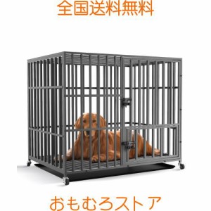 犬用ケージ スチール製 キャスター ペットサークルケージ 犬小屋 車 特大 長方形 室内/屋外 50kg以下中型犬 大型犬 にわとり 大きい XXL