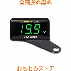 Norxi バイク 電圧計 防水 ボルトメーター バイク オートバイ スクーター用 小型電圧計 電圧 12V専用 低電圧警報機能付き