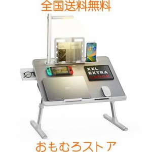 SAIJI 折りたたみテーブル LEDライト付け 収納可能3段明るさ調整 ミニテーブル「安定性強化版」机 ローテーブル ベッドテーブル ノートPC