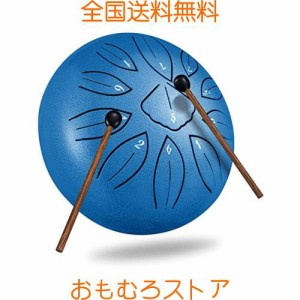 スリットドラム スチールタングドラム 11音 6インチ 打楽器 金属ドラム ヨガ/瞑想/癒し/祈り/治法/疲労療 楽譜付き 収納バッグ付き (海の