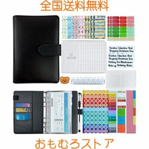 LAPOND A6 バインダー 予算バインダー 家計簿 高級PUハードレザー 耐久性 家計管理 お金管理 メモ紙入れ 予算と節約に 6穴リングルーズリ