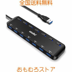 atolla USB ハブ 7ポート USB3.0ハブ 100cmケーブル 個別スイッチ USB hub ウルトラスリム USB拡張 5Gbps超高速転送 Windows/Linux/Mac O