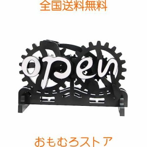 オープンクローズ看板 サインボード open close 札 からくり看板ブラック 黒色 オープン クローズド からくり看板 営業中 英語 歯車式 (