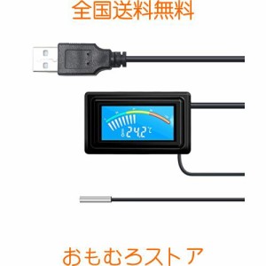 KETOTEK デジタル車用温度計 USB 温度計 -50°C~110°C 温度センサープローブ付き 水族館 車両 PC ケース インキュベーター ブローダーズ