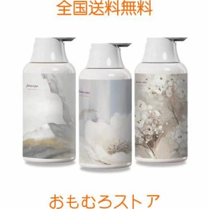 シャンプーボトル ディスペンサー 3本セット 詰め替えボトル 容器 おしゃれ 浴室 洗面所 食器用洗剤 適用 (500ml, flower02)