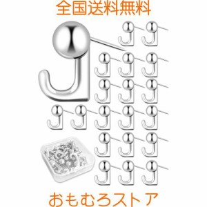 20個入 画鋲 フック おしゃれ ピンフック 目立たない 石膏ボード フック 跡が残らない 釘フック 壁 傷つけない 耐荷重約5kg 銀 金属 錆び