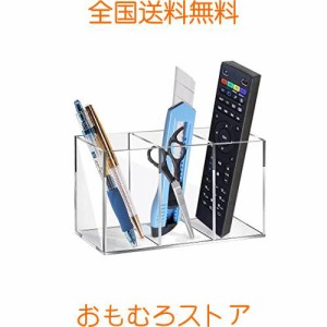 BHCanae ペン立て アクリル 3格 仕切り ぺんたて 小物入れ ペンスタンド 卓上収納 ペン入れ 卓上 筆筒 メイクブラシ立て 文房具 収納 ク