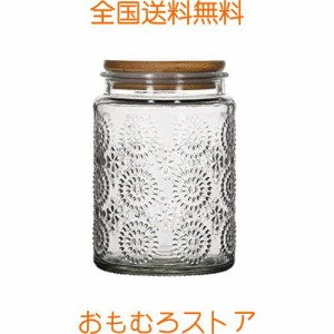 RareCi ガラスの保存瓶、食品の保存容器竹の木の蓋をした気密な食品の瓶、お茶、コーヒー豆、砂糖、キャンディー、クッキー、スパイスの