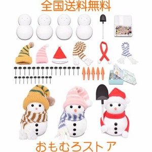 MengMeng 3個セット DIYクリスマス雪だるまキット 可愛い毛糸帽子マフラー 発泡 フォーム クラフト クリスマス デコレーション 小物 手作