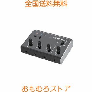 SYNCO-超小型オーディオミキサー-4チャンネル-ミニステレオミキサー-配信用オーディオインターフェース マイク/スマホ/タブレット/メディ