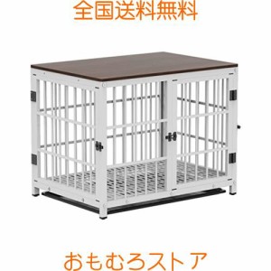 犬用ケージ 屋根付き 小型犬 中型犬 大型 白 頑丈 トレー付き 犬ケージサークル 室内 犬小屋 木製 おしゃれ ペットケージ ウッディサーク