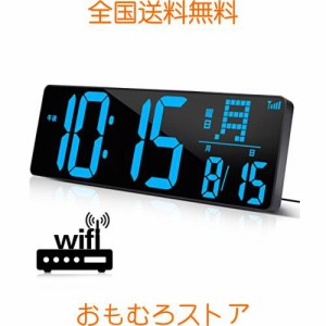 「2023最新」Blueekin デジタル時計 LED大画面 WiFi時間自動修正対応 大型 明るさ調整可能 見やすい 壁掛け置き兼用 目覚まし時計 大音量