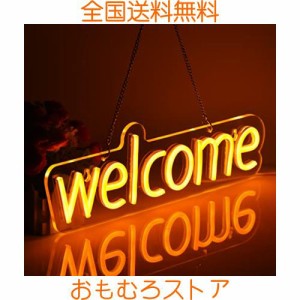 JOMOBUTY ネオンサインライト WELCOME ネオン看板 LEDライト 壁掛け インテリア ネオン管 多階段調光可 店舗用照明標識サイン おしゃれ 