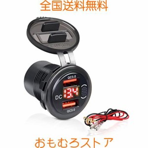 Palumma USBカーチャジャー ト QC3.0急速充電 電源ソケット 埋め込み用 急速充電 USB 2ポート付き 車載充電器 12V / 24VデュアルUSB車載