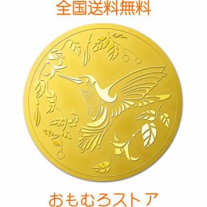 BENECREAT 100枚 ステッカー ハミングバード 金箔エンボス加工 豪？ 招待状 封筒 証書 賞状 飾り ごほうびシール メダル 金