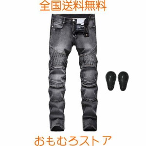 [LOKIPONG] メンズバイク用パンツ デニムジーンズ 膝プロテクター付き メンズジーンズ ストレート ライダースパンツ ライディングパンツ 