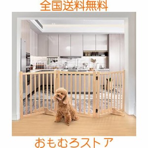 木製犬用ゲートペットフェンス、折り式バリア、ペット用家具フェンス 、安全柵 小型犬 中型犬 脱走防止 ガード 飛び出し防止 多頭飼い ペ